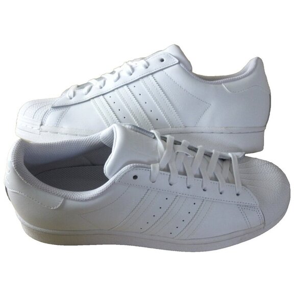 Adidas Originals Men's Superstar Leather Shoes Triple White Shelltoe Size 9 NIB - Picture 1 of 5
